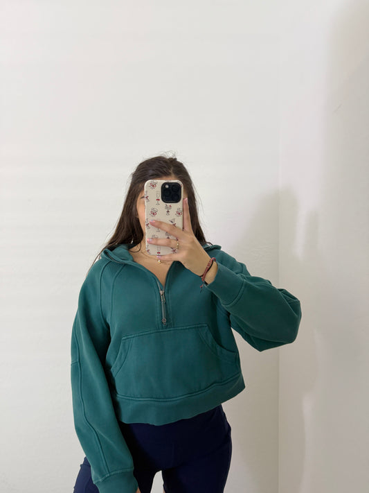 lululemon teal scuba 1/2 zip hoodie (size XS/S)