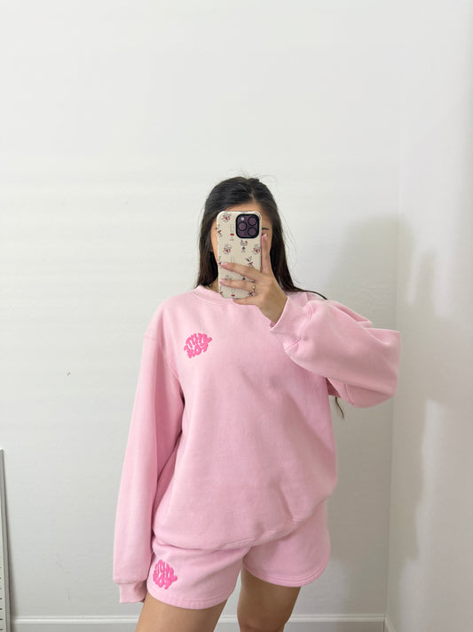 white fox pink crewneck (size L/XL)