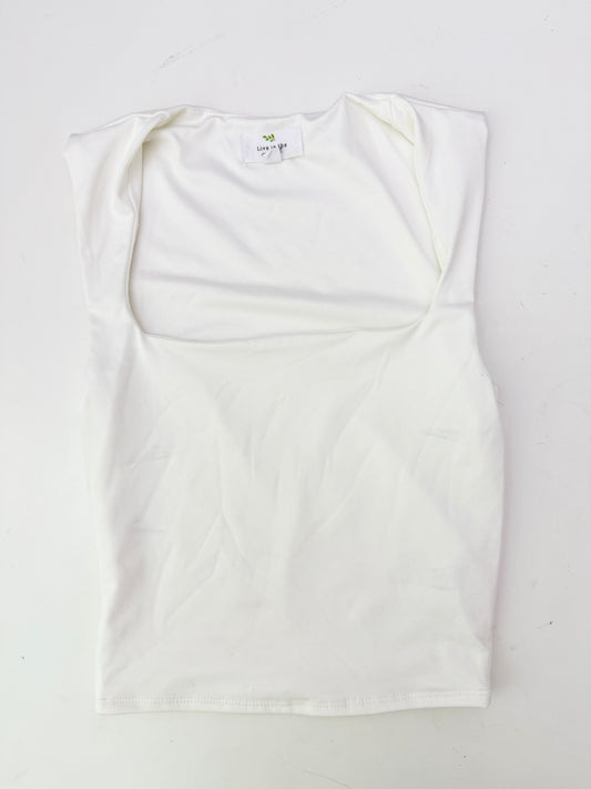 live in the moment white square neck tank (size XS)