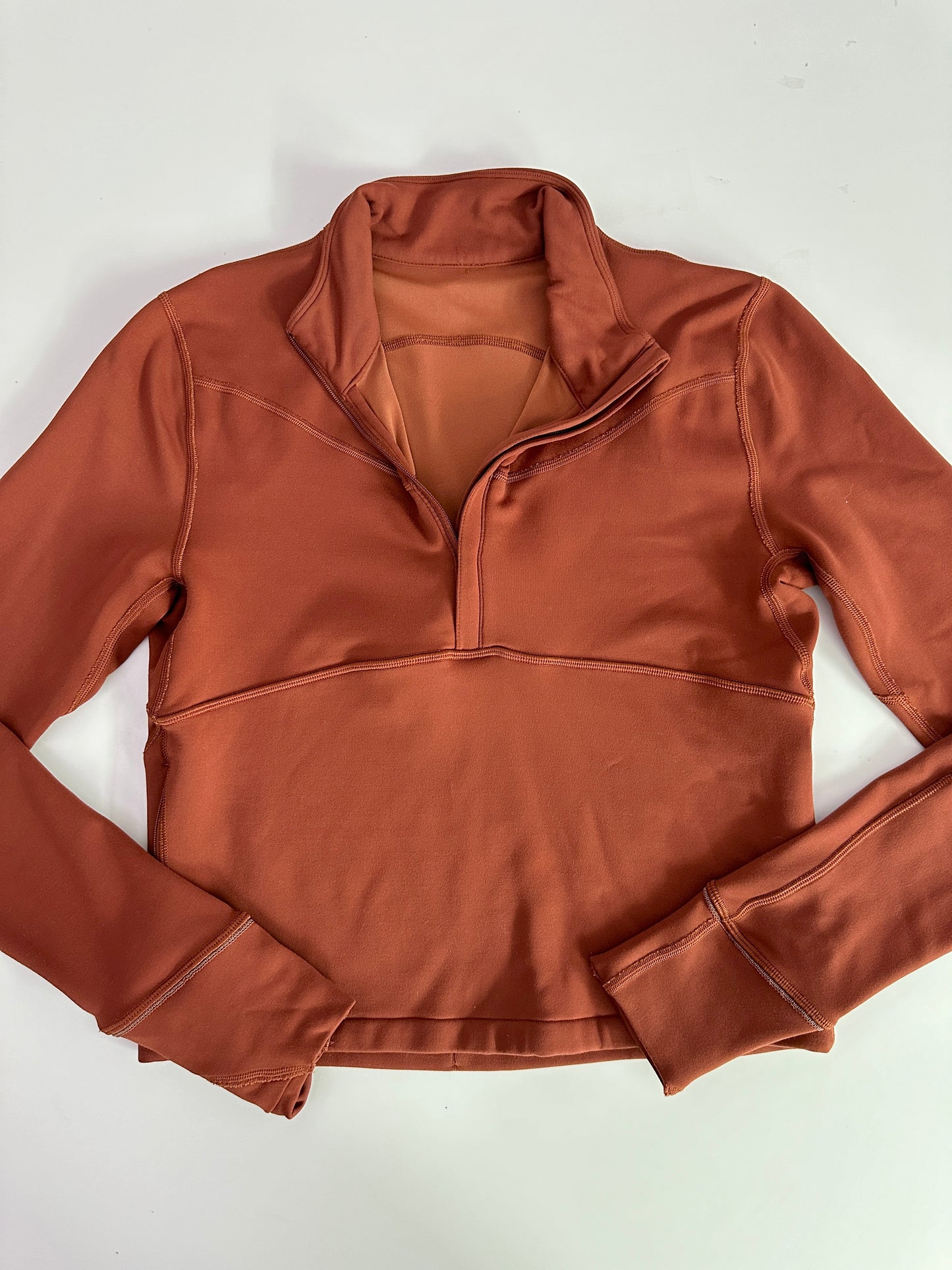 lululemon brown 1/2 zip running jacket (size 4)