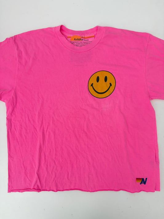 Aviator nation pink logo tee (size large)