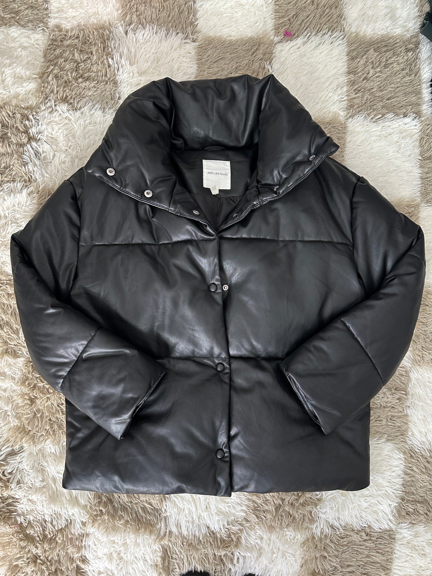 avec les filles leather puffer jacket (size xs)