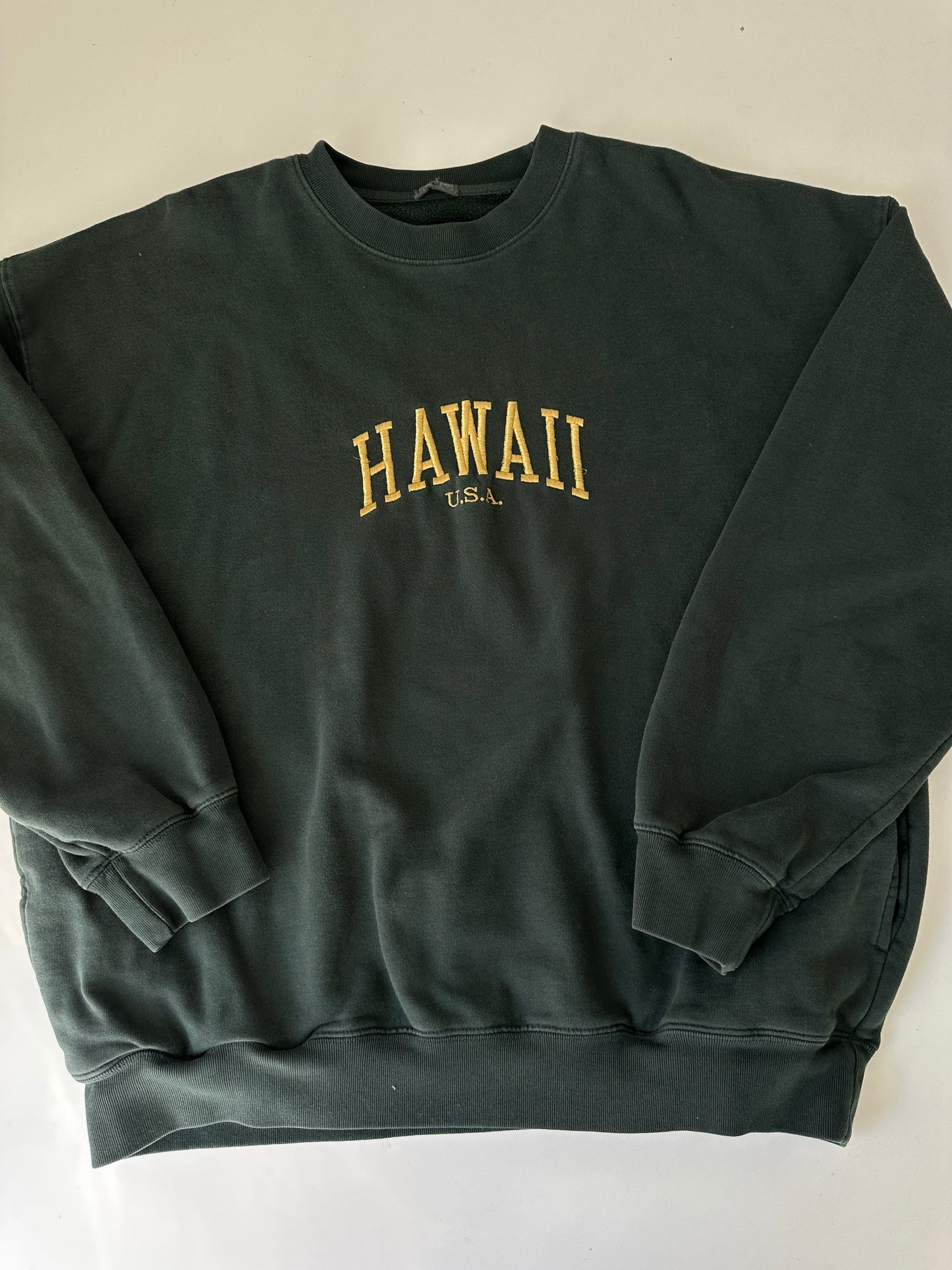 brandy melville green hawaii crewneck sweatshirt (one size - size large)