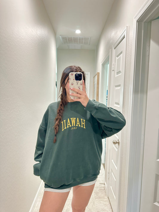 brandy melville green hawaii crewneck sweatshirt (one size - size large)