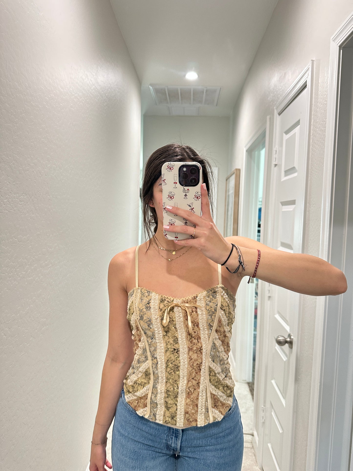 vintage layered lace cami tank (size medium)