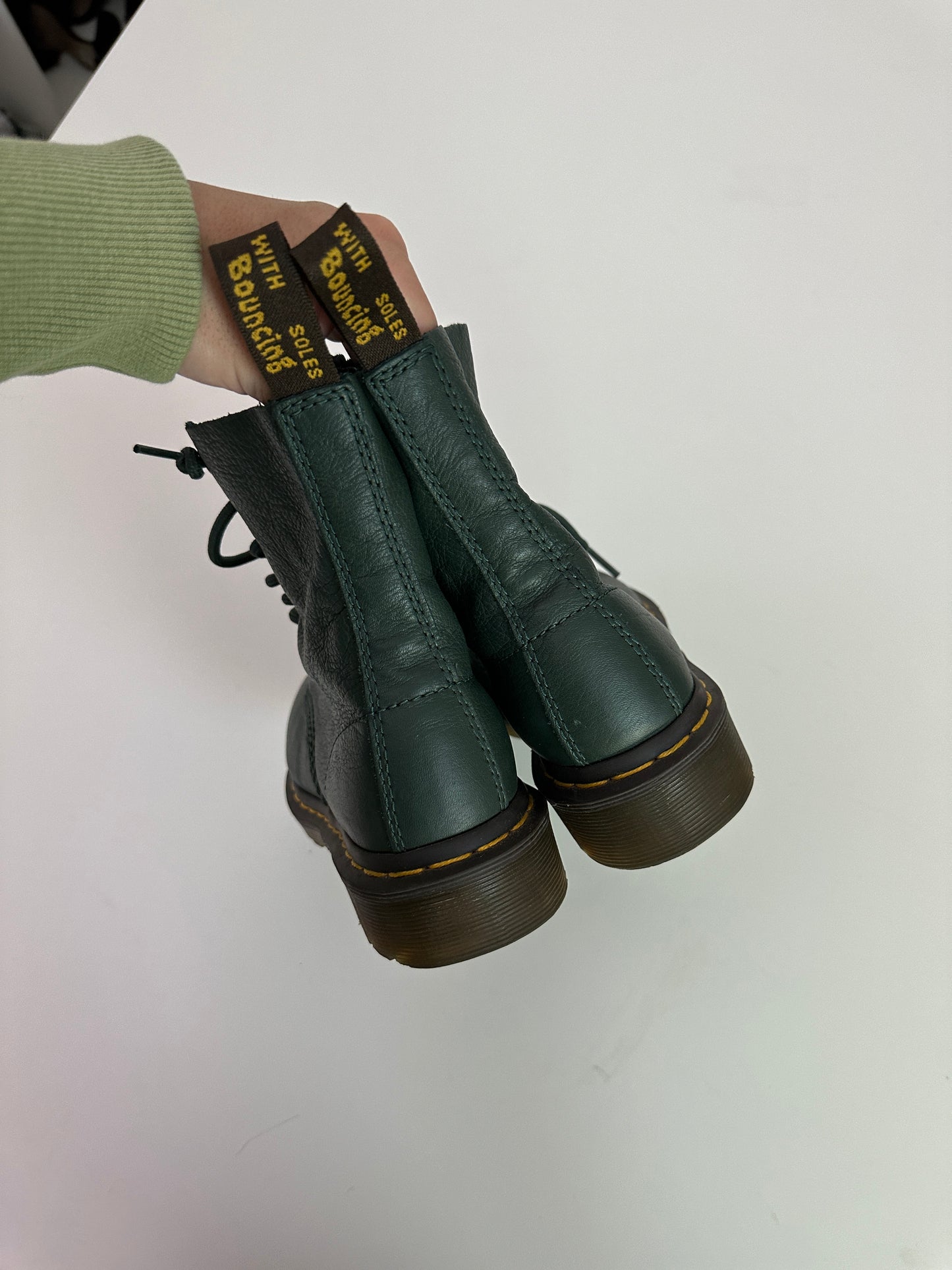 doc marten green 1460 pascal leather boots (size W6)