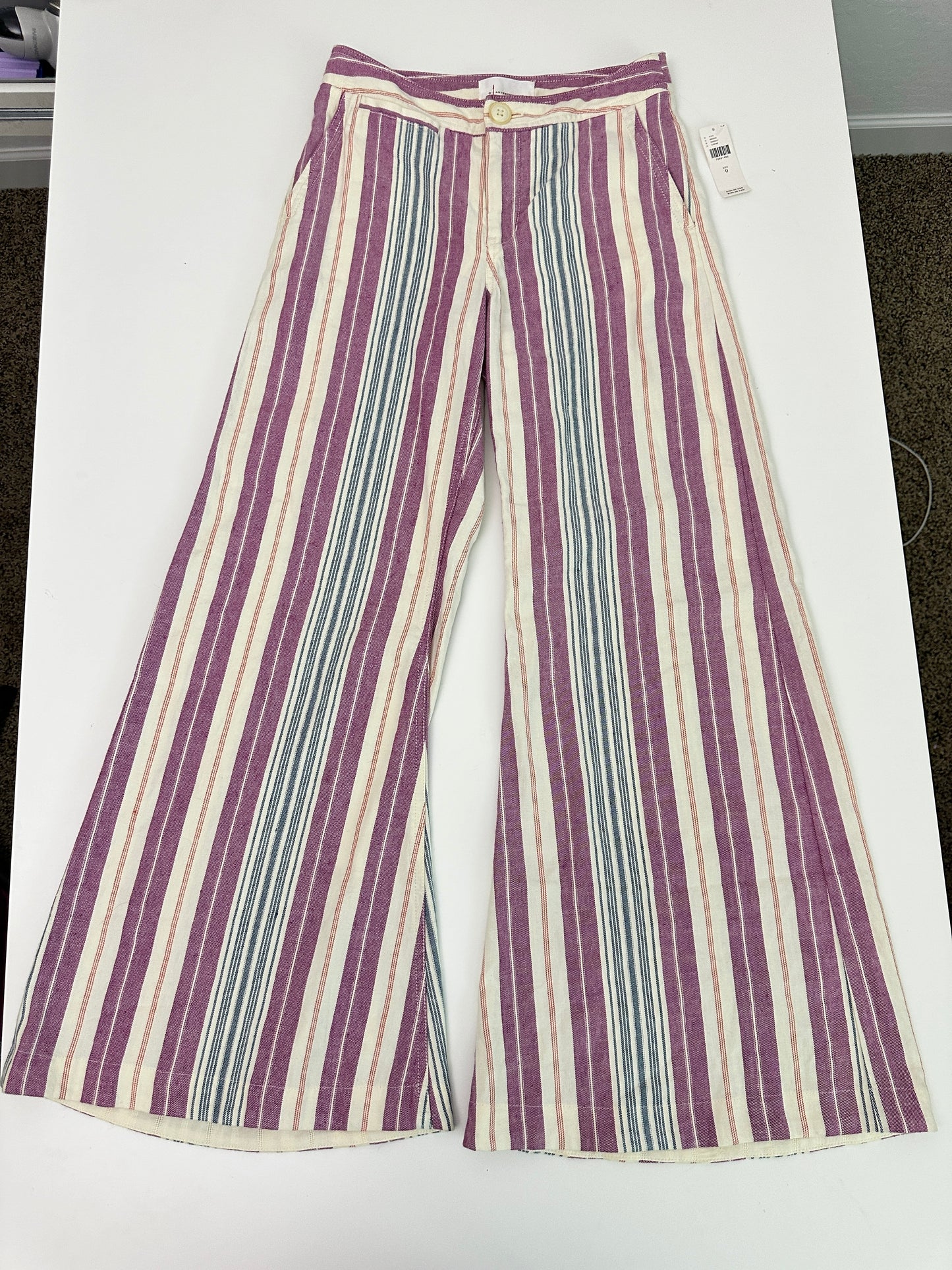 anthropologie striped flare pants  (26" waist - 29 length ")