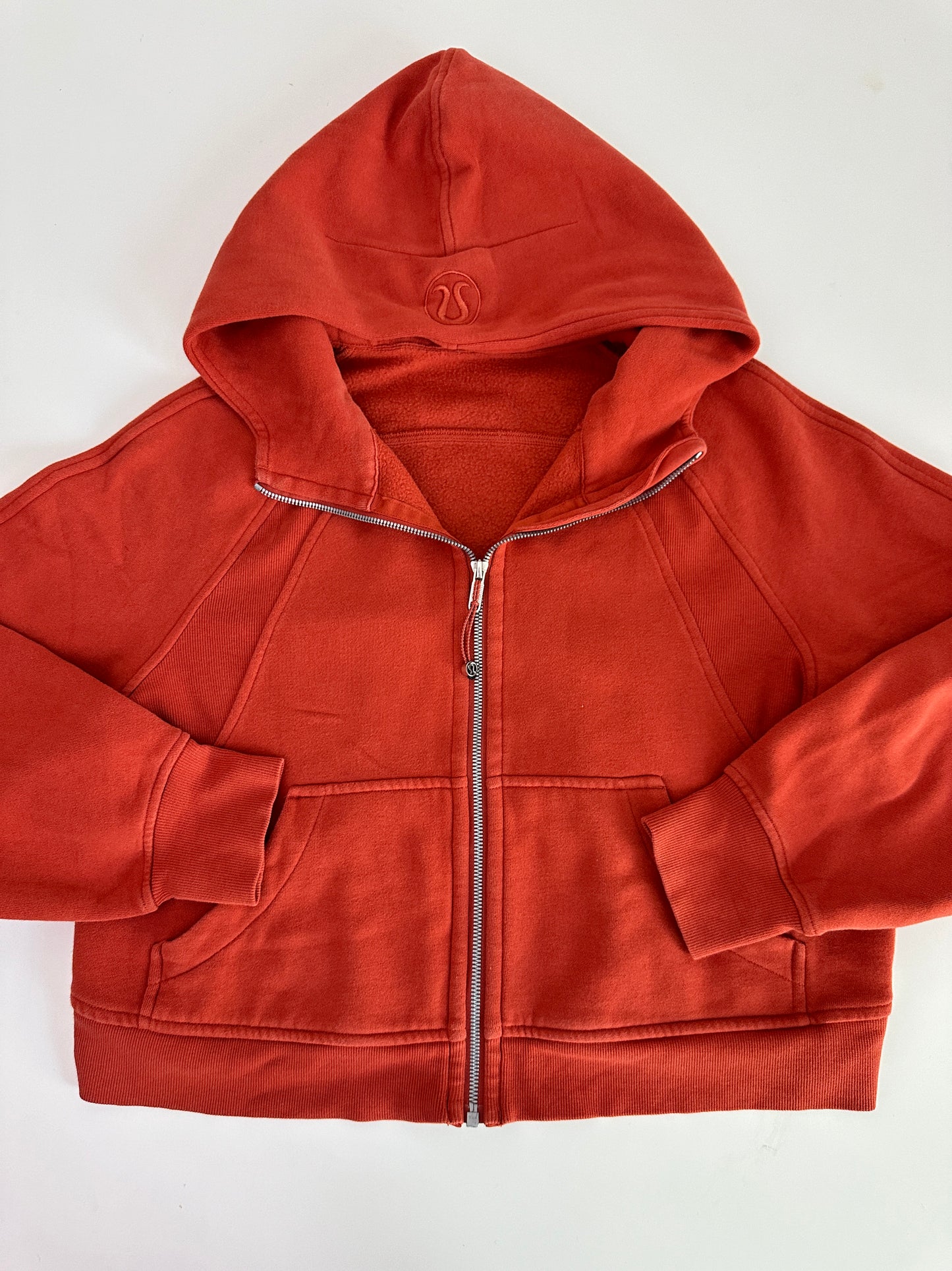 lululemon orange scuba full zip hoodie (size M/L)