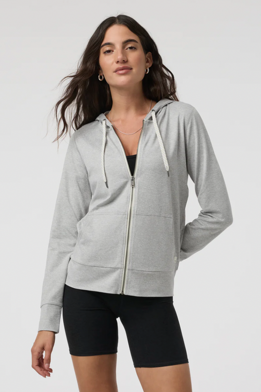 vuori halo performance grey zip up hoodie (size small)