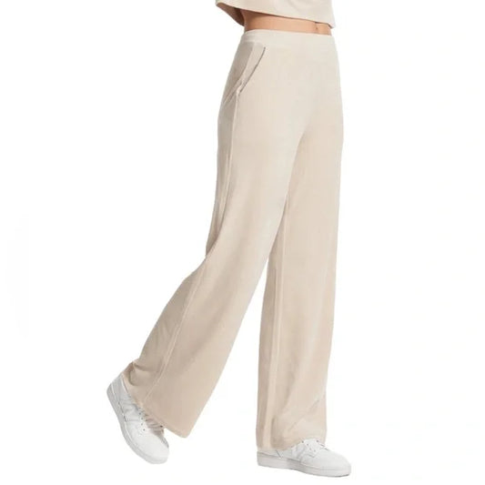 vuori haven wide leg velour ribbed pants (size small)